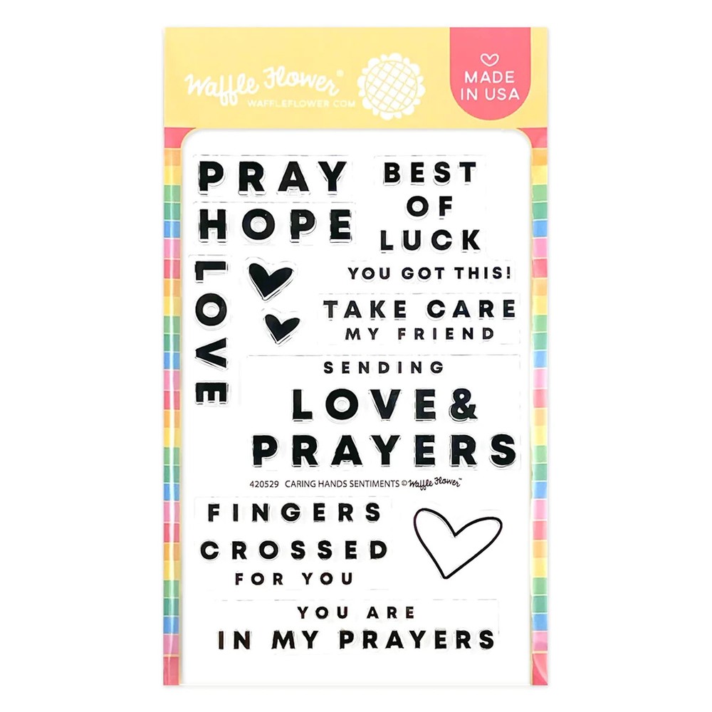 Waffle Flower Acrylic Stamp CARING HANDS SENTIMENTS