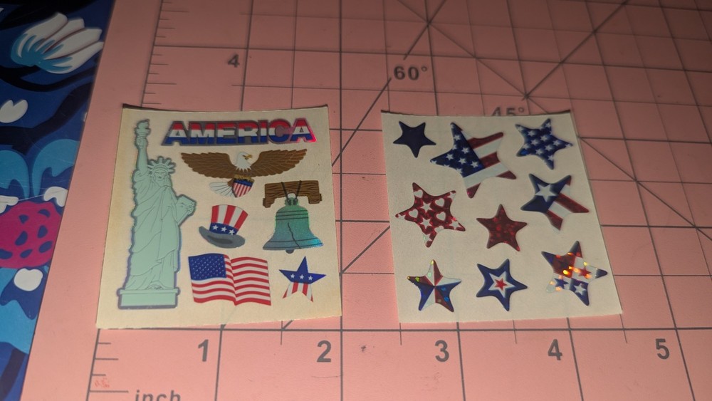 Vintage Sandylion Stickers Patriotic Stars Flag Red White Blue Lot 2 Modules