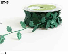 Satin Cutouts Ribbon – May Arts – EX45 – Green Holly – 2 Yards