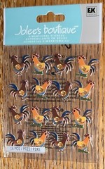 RARE Jolees Rooster Repeats Chickens Farm Animals BARNYARD 3D Scrapbook Stickers