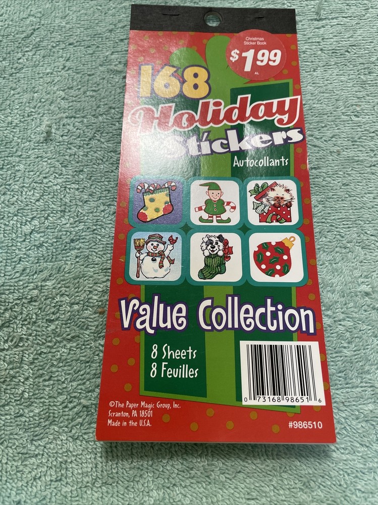 Paper Magic Company Holiday 8 Sheets 168 Stickers Vintage New