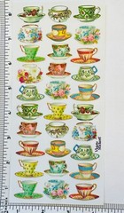 Violette Stickers Floral Teacups Garden Tea Party Craft Planner Supply Scrapbook