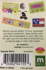 BERRY SQUARES ULTRA-THIN BUTTONS(24pc)Making Memories•Asst. Sizes 3/8″-7/8″
