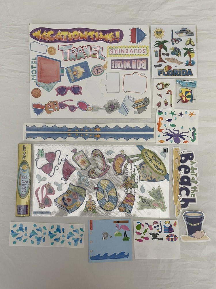 Scrapbooking Sticker Lot Vacation Beach Ocean Swim Sun Florida Summer Family Fun