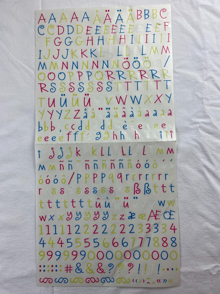 Creative Memories ABC 123 Sticker Neon Pink Green Blue Alphabet Funky Font