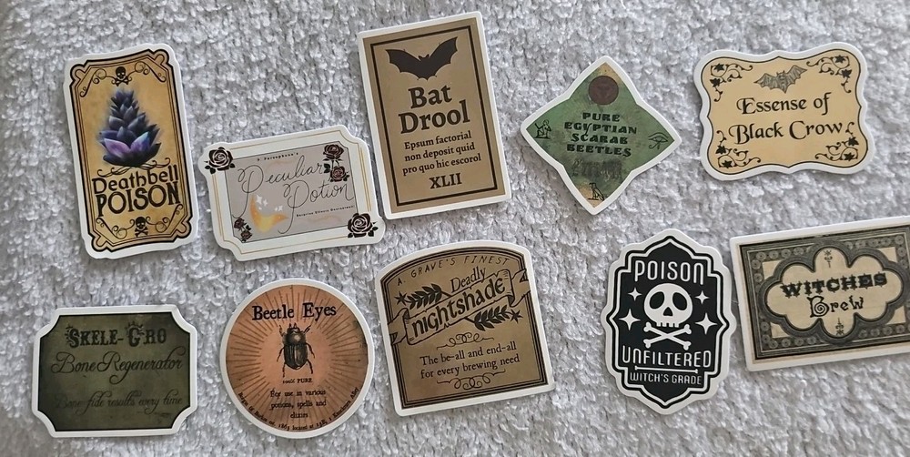 10 Dark Acedemia Apothecary Labels Vintage Style Halloween Drought Tonic Potion