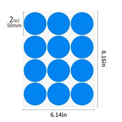2-Inch Removable Stickers, Large Colorful Dot Decals, Large Waterproof Round