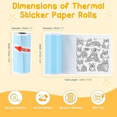 Portable 10-Roll Set of Self-Adhesive Printable Stickers for Mini Printers