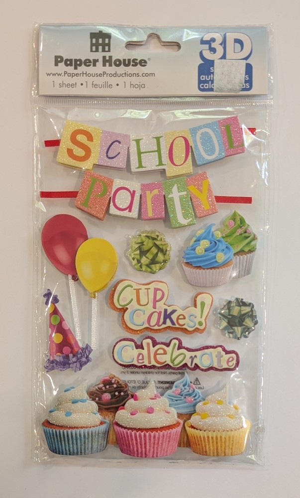 School Birthday Party Cupcakes Balloons Scrapbooking Stickers By Paper House