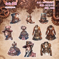 20Pcs Vintage Steampunk PET Stickers Journal Planner Decals Scrapbooking Crafts