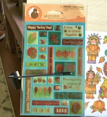 Set of 4 Vintage Thanksgiving Themed Stickers Stickety-Doo-Da Peanuts Gibson