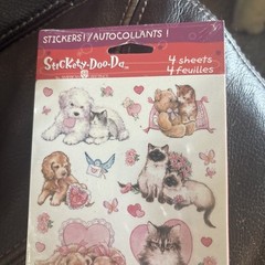 Vintage Stickers New 4 Sheet AGC Made USA Kittens Puppies Sticker-doo-da Dogs