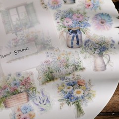 25 pcs Spring Bouquet Translucent Vellum Matte Surface Paper Sticker Scrapbook