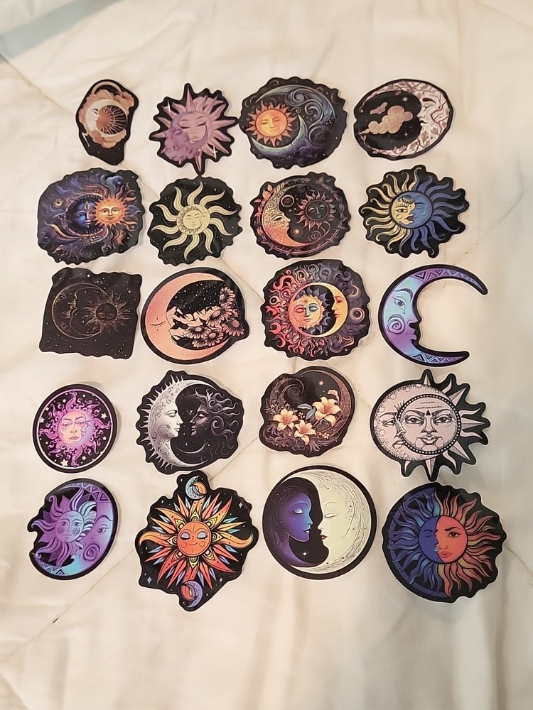 20 pc Gothic Sun & Moon Astrology Celestial Stickers Phone Hippie fairy goth cor