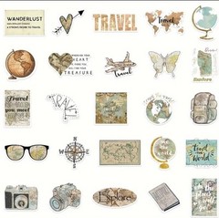 10pcs World Travel Adventure Stickers- Scrapbook, Crafts, Hippy Moon Child