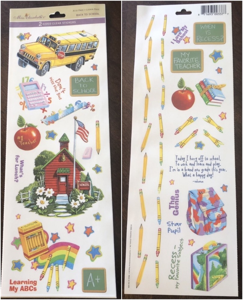 Miss Elizabeth’s 2 Sided Stickers 12×4 Back To School Scrapbook Crafts Cards