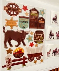 Mxd Horse Bull Wild West Cowboy Themed Puffy Stickers Western Town SALOON Lot