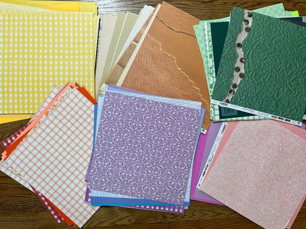 Scrapbooking Lot of 200 Sheets Mixed Thick & Thin Paper 12″x12″ Solid & Prints