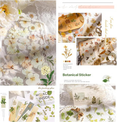 Pressed Flower Stickers Set, 270PCS Dried Flowers Waterproof Stickers Decals Flo