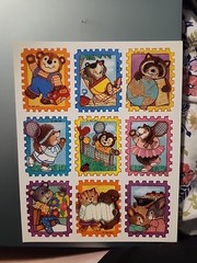 New vintage Hallmark animal sports tennis sticker sheet
