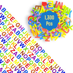 1300 Pcs Foam Letters Stickers for Crafts- 8 Colors of Alphabet Foam Sticky L…