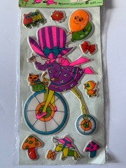 Imperial Toy Puffy Stickers Happy Cuties Little Girls Vintage Mushrooms Bicycle