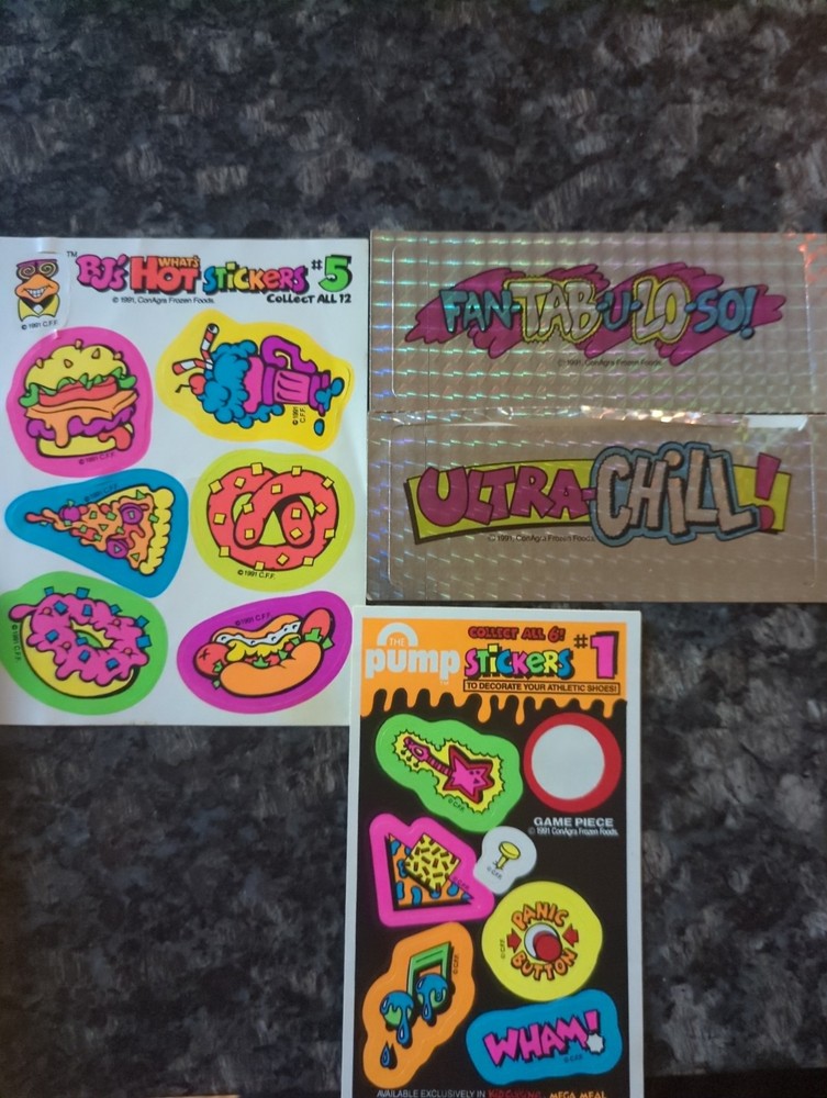 VTG 1991 StickersWhats Hot Neon ConAgra Foods BJ Chef Kid Cuisine Lot