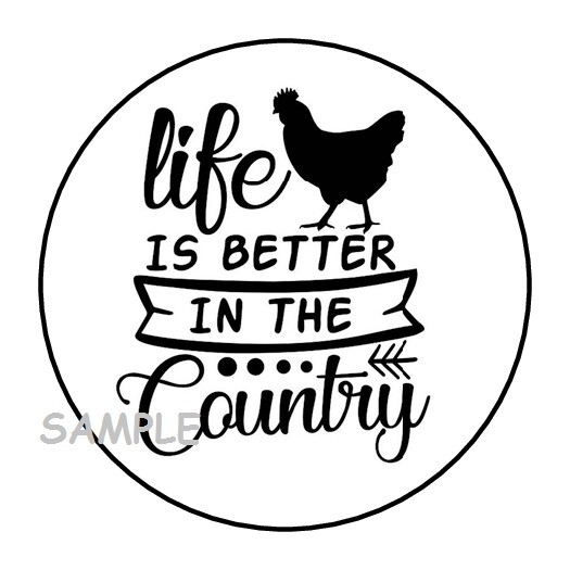 30 LIFE IS BETTER IN THE COUNTRY ENVELOPE SEALS LABELS STICKERS 1.5″ ROOSTER