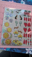 Vintage Stickers Southwestern Chili Peppers Cactus Dessert Sun Moon 1 Sheet