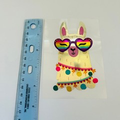 Vintage Y2K Retro Die Cut Prism Glitter Foil Decal COOL LLAMA theme 6pk