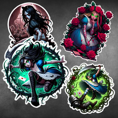 Little Red Riding Hood Pencil Art Sticker Dark Fairytale, Wolf, Gothic Storybook