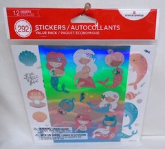 American Greetings Stickers Value Pack Mermaids Sea shells Fish 12 Shts 292 Pcs