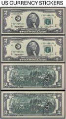 $2 Two Dollar 1995 Federal Reserve Note (US CURRENCY STICKERS) (Lot Of 2)