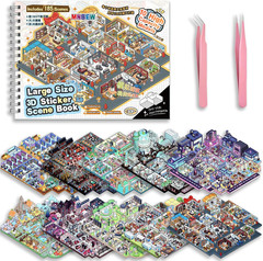 10 Sets Big Size DIY 3D Sticker Scene Collection Book Isometric Miniature Cozy R
