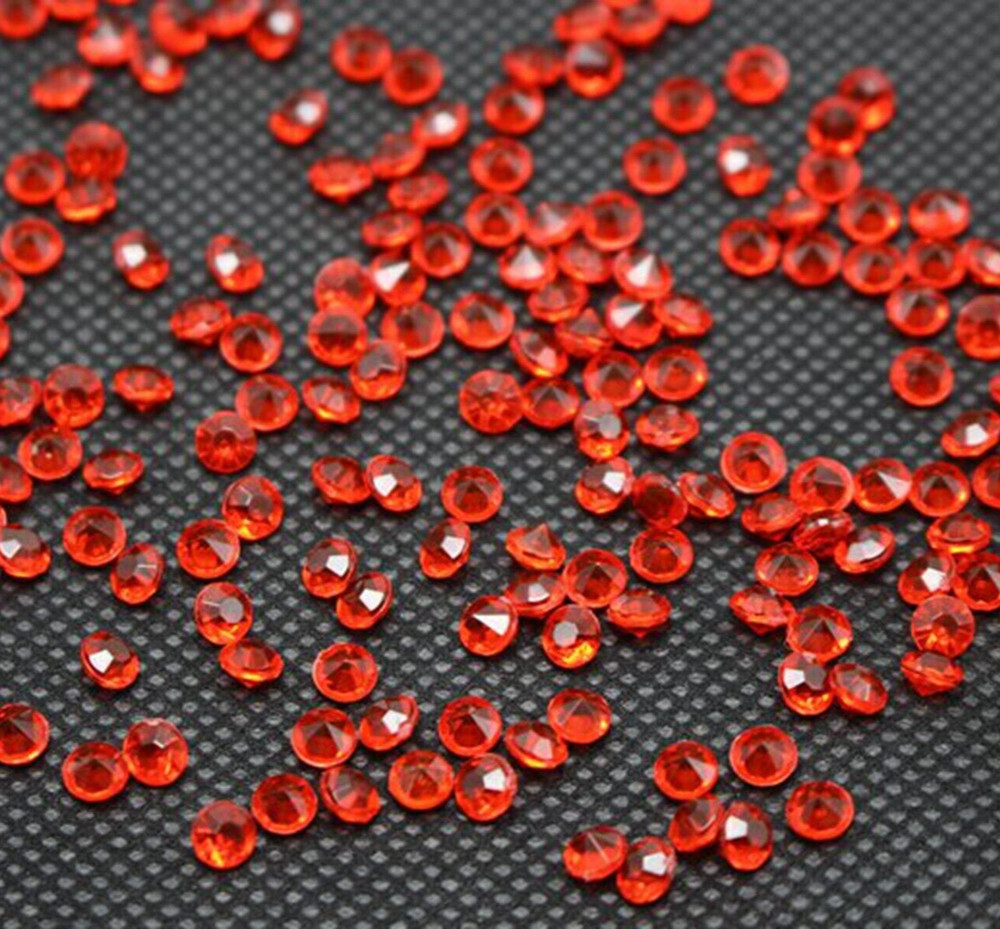 2000 Red Acrylic 4mm Diamond Confetti Wedding Deco Supplies Table Scatter