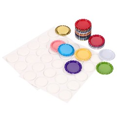 40 Set Bottle Caps for Crafts, Caps with Epoxy Stickers, Mixed Colors
