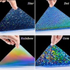 A4 25 Mixed Holographic Sticker Paper Clear Self-Adhesive Laminating Overlay