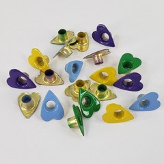 20 Primitive Country Heart Eyelets 4 Clrs 3/16″ Hearts Handmade Cards Scrapbook