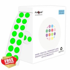 PARLAIM 1000 PCS 1/4″ Dot Stickers Fluorescent Green Roll