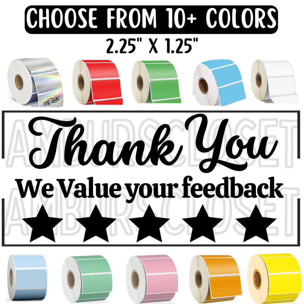 THANK YOU STICKERS 2.25″ LABELS SEALS REVIEW VALUE Thermal SCRATCH RESISTANT