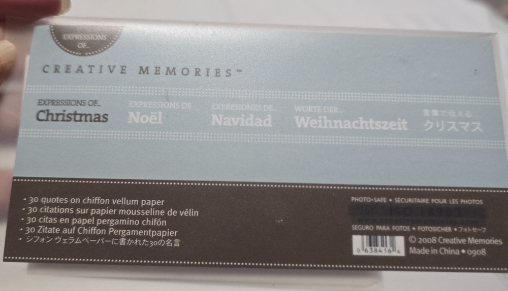 Creative Memories Expressions of Christmas Vellum Quotes Chiffon Paper Christmas