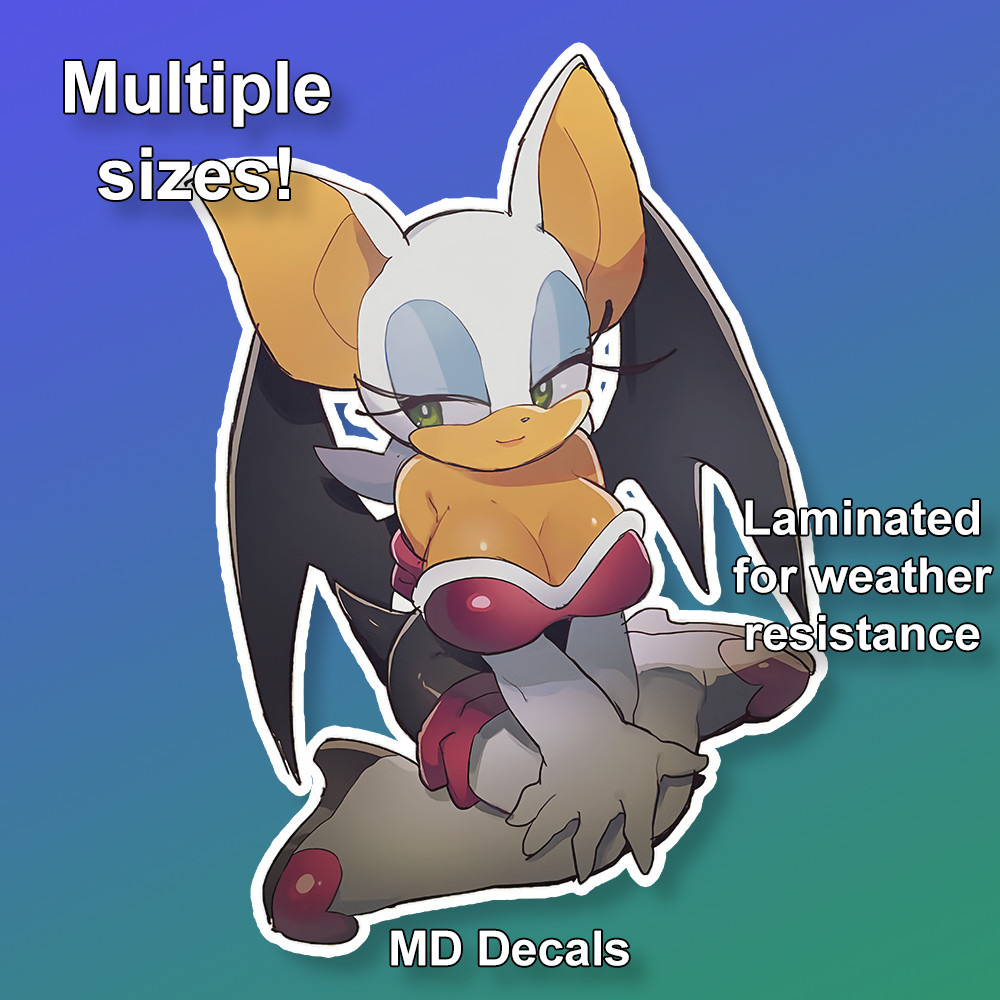 Rouge the Bat sticker, anime girl laminated glossy vinyl waterproof Sonic