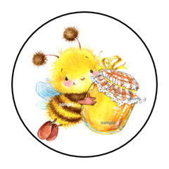 CUTE BUMBLE BEE AND HONEY JAR ENVELOPE SEALS STICKERS LABELS TAGS 1.5″ ROUND
