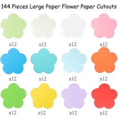 144 Pieces Flower Cutouts Paper Large Flowers Assorted Color Spring Flower Cu…