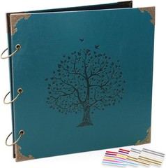 ADVcer 12×12 Photo Album Scrapbook Vintage Leather 3-Ring Binder Jasper Green