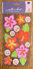 Sticko Hibiscus Tropical Flowers Hawaiian Pink Orange Card Scrapbook Stickers