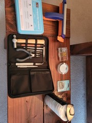 Stampin up–Tool Kit, Hodgepodge hardware, organizer, lots of embellishments