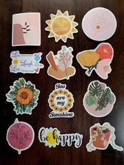 STICKERS x 12 Positive Affirmation Happy You are My Sunshine Palm Flowers 23Y2