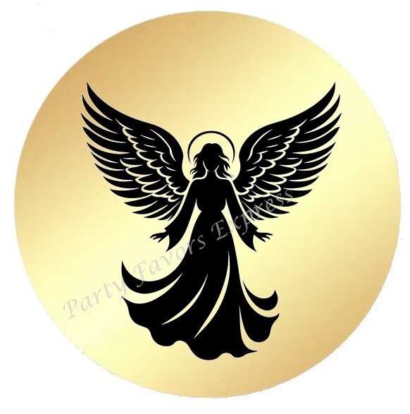 ANGEL GOLD FOIL ENVELOPE SEALS LABELS STICKERS PARTY FAVORS
