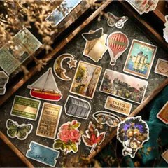 64Pcs Vintage Travel Junk Journal Ephemera Decorative Paper Ticket Stickers